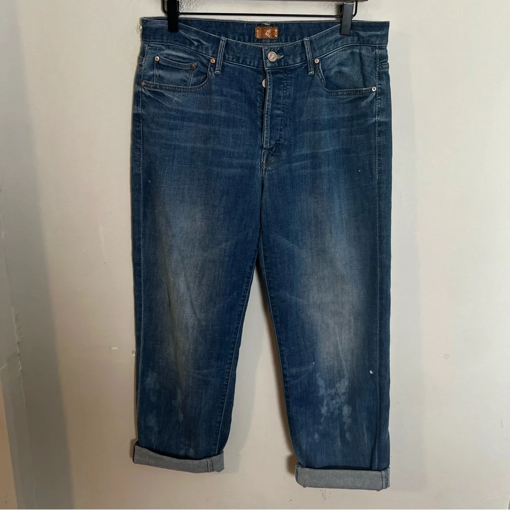 MOTHER- The Brother Getting Rowdy Blue Jeans Denim Stained Button Fly - Picture 2 of 8